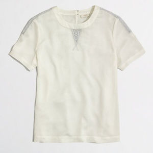 J.Crew White Lace Detail T-Shirt Top